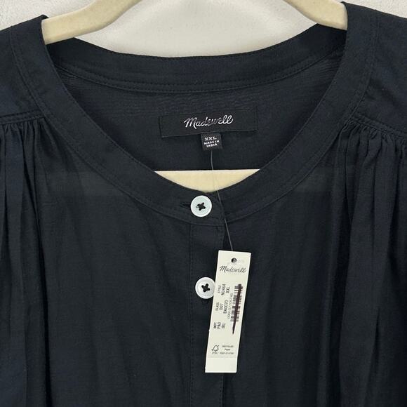 Madewell Balloon Sleeve Top Blouse Black Lightweight Cotton Blend Boho XXL NWT - Picture 8 of 13